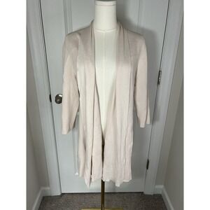 Women's Eileen Fisher Open Front Draped Cardigan Blush Pale Silk L/XL